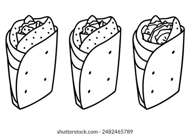 burritos food line art presenting intricate texture details artwork