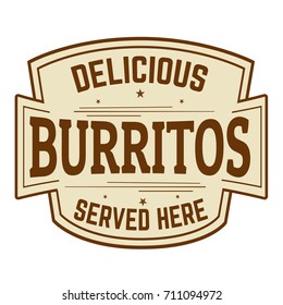 Burritos label or sticker on white background, vector illustration