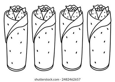Burritos Line Art capturing dynamic culinary linear style