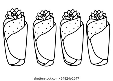 Burritos Line Art highlighting stylish linear food