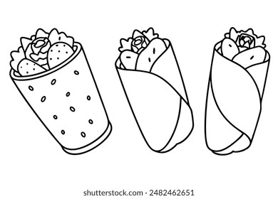 Burritos Line Art muestra la elegancia minimalista de la comida mexicana