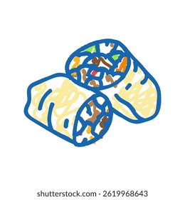 burritos mexican cuisine doodle icon sketch vector. burritos mexican cuisine sign. isolated symbol illustration
