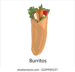 Burritos mexican food vector. Best Mexican Dishes. Latin american food illustration.