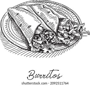 Burritos. Sketchy hand-drawn vector illustration.