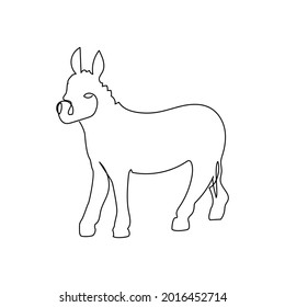 Burro, donkey one line art. Continuous line drawing of domestic animal.