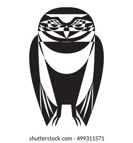 Burrowing owl drawn in geometric style. Vector EPS-10 file, transparency used. 