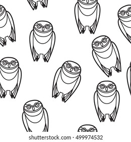 Burrowing owl drawn in simple tribal style, seamless design. Vector EPS-10 file, no transparency used. 
