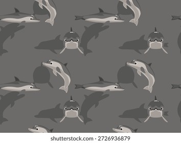 Burrunan Dolphin Desenho Animado Sem Costura Padrão Fundo Papel de Parede