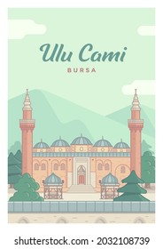 Bursa Grand Mosque With Uludag View