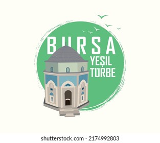 Bursa Green Tomb vector illustration