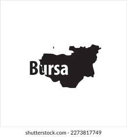 Bursa Map and black lettering design on white background