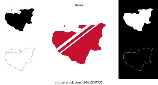 Bursa province outline map set