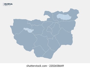 Bursa province of Turkey, detailed map.