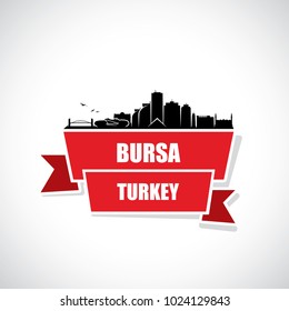 Bursa skyline - Turkey - vector illustration