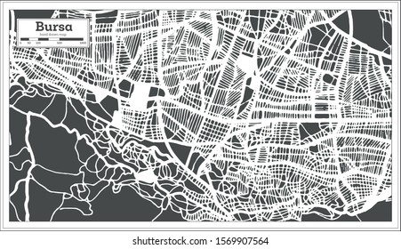 Bursa Turkey City Map in Retro Style. Outline Map. Vector Illustration. 