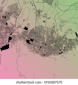 Bursa, Turkey (TUR) - Urban vector city map with parks, rail and roads, highways, minimalist town plan design poster, city center, downtown, transit network, gradient blueprint