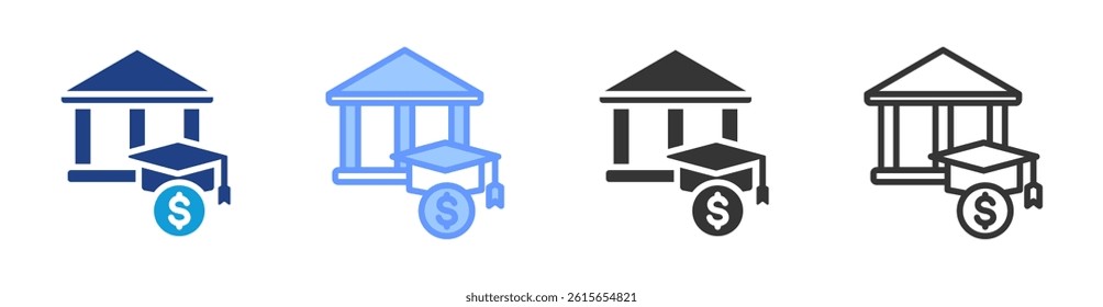 Bursary icon set multiple style collection