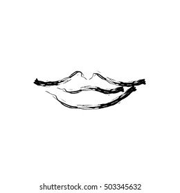 bursh illustration lips concept. Lips on a white background. Female lips