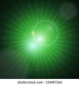 Burst background - green. EPS10, RGB.