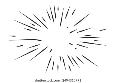 Burst boom radial effect of explosion from comic, book, manga, anime. Black bang vector illustration on white background