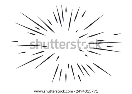 Burst boom radial effect of explosion from comic, book, manga, anime. Black bang vector illustration on white background