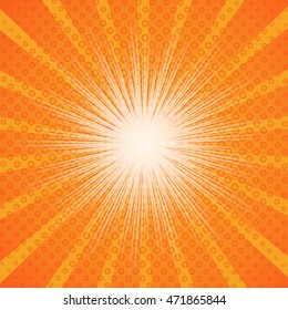 Burst and bubble on orange ray background for comic speed, EPS10 Vector Illustration