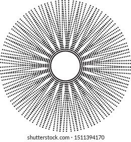 Burst from circles. Abstract dotted surface. Background with black particles.Vector illustration.