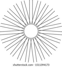 Burst from circles. Abstract dotted surface. Background with black particles.Vector illustration.