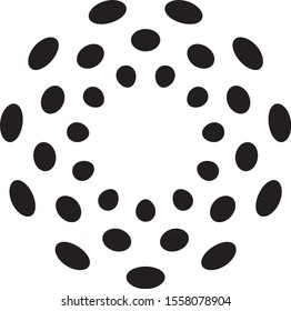 Burst from circles. Abstract dotted surface. Background with black particles.Vector illustration.