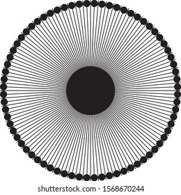 Burst from circles. Abstract dotted surface. Background with black particles.Vector illustration.