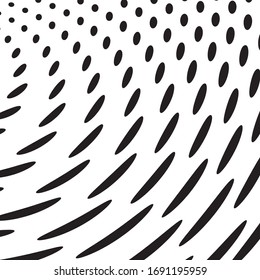 Burst from circles. Abstract dotted surface. Background with black particles.Vector illustration.