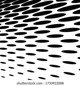 Burst from circles. Abstract dotted surface. Background with black particles.Vector illustration.