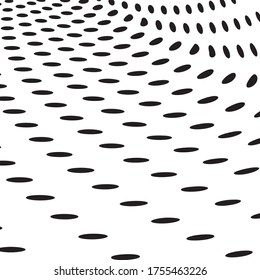 Burst from circles. Abstract dotted surface. Background with black particles.Vector illustration.