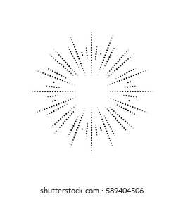 Burst from circles. Abstract dotted surface. Background with colored particles. Retro, vintage, hipster style