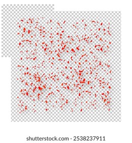 Una explosión de confeti de colores en varias Formas, tonos brillantes y movimiento, aislado sobre un fondo transparente.