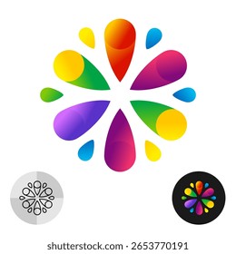 Estourar logotipo colorido. Fogos de artifício ou outros elementos de decoração festiva símbolo de design. Sinal criativo de explosão de cores de gradiente brilhantes