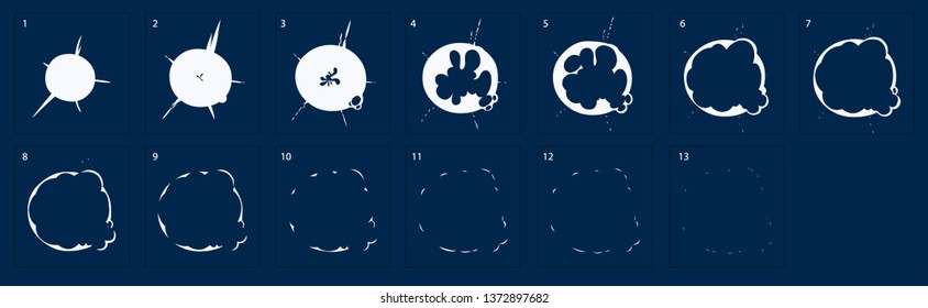 Burst explosion animation. Fireworks explode effect for animation. Sprite sheet for game, cartoon or animation burst explosion.-vector