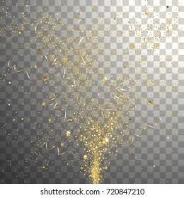Burst Festive Gold Confetti On A Transparent Background