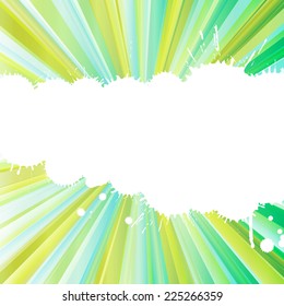 Burst green background with color splashes and copy space