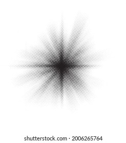 Burst Halftone light effect. glowing light burst. abstract grunge halftone dots background.
