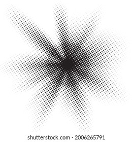 Burst Halftone light effect. glowing light burst. abstract grunge halftone dots background.