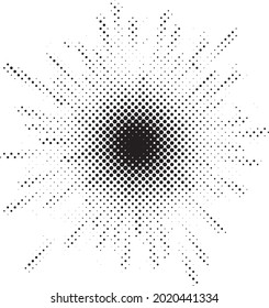 Burst Halftone Light Effect. Glowing Light Burst. Abstract Grunge Halftone Dots Background.