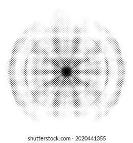 Burst Halftone Lichteffekt. leuchtendes Licht brach aus. abstrakter, halbkugeliger Hintergrund.
