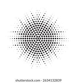 Burst Halftone light effect. glowing light burst. abstract grunge halftone dots background. Vector illustration.
