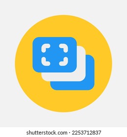 Icono de ráfaga en estilo plano sobre la cámara, uso para presentación de aplicaciones móviles del sitio web