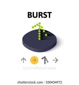 Burst icon, vector symbol in flat, outline and isometric style