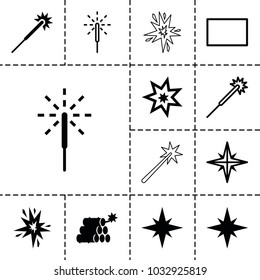 Burst icons. set of 13 editable filled and outline burst icons such as sparklers, sparkler, dynamite, explosion, burst