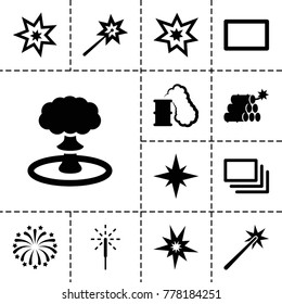 Burst icons. set of 13 editable filled burst icons such as sparklers, explode, sparkler, fireworks, burst, dynamite, explosion