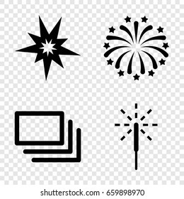 Burst icons set. set of 4 burst filled icons such as sparkler, fireworks, burst