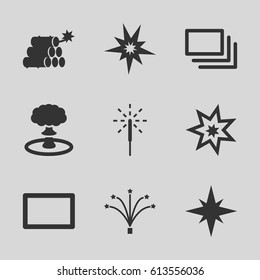 Burst icons set. set of 9 burst filled icons such as sparkler, fireworks, burst, dynamite, explosion